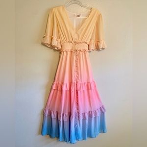 Tiered Omnbre Rainbow Dress